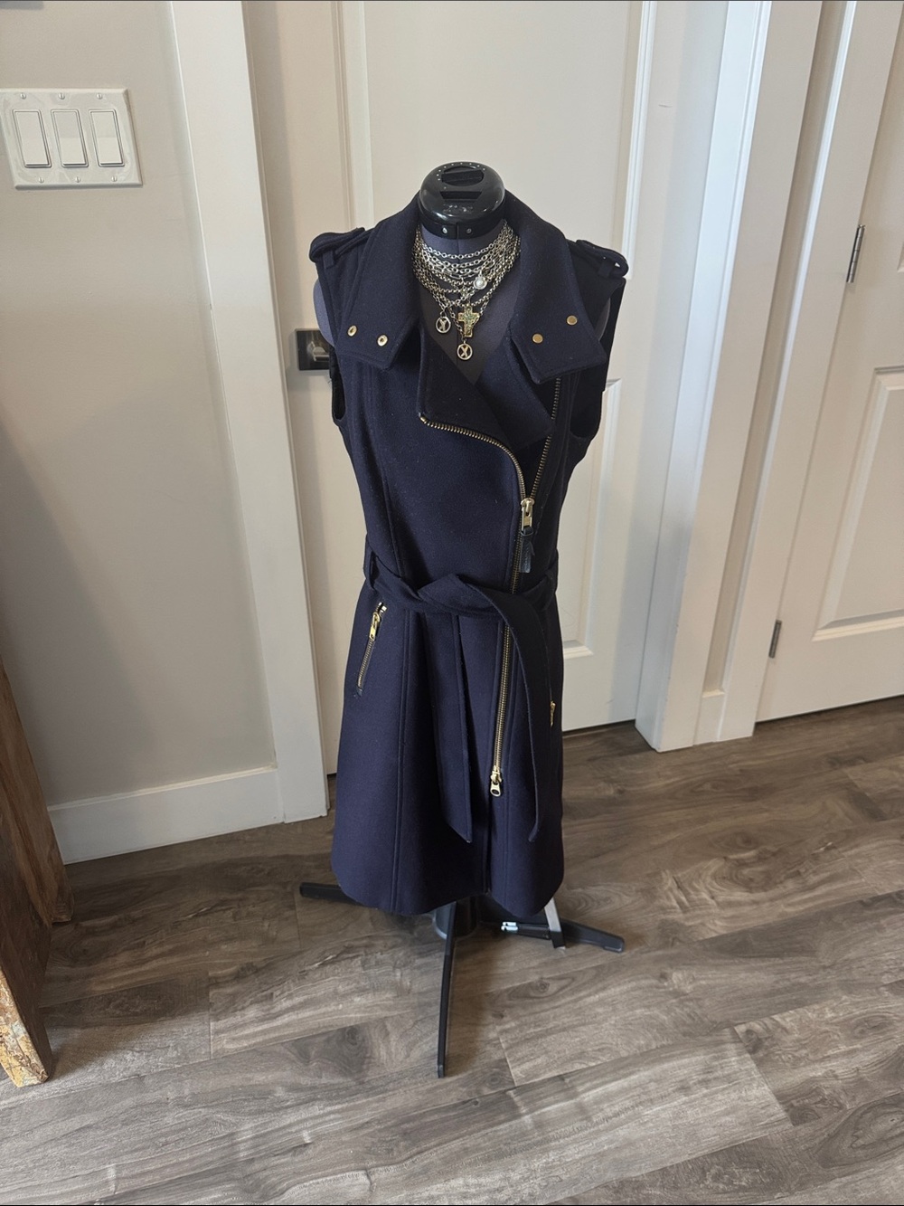 Mackage Navy Sleeveless Trench / vest with Gold Hardware - size xs